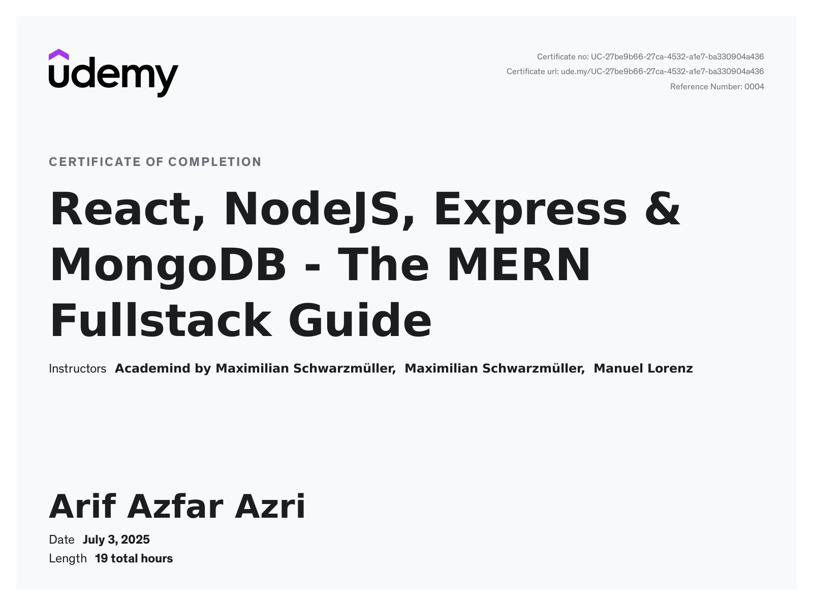 React, NodeJS, Express & MongoDB - The MERN Fullstack Guide